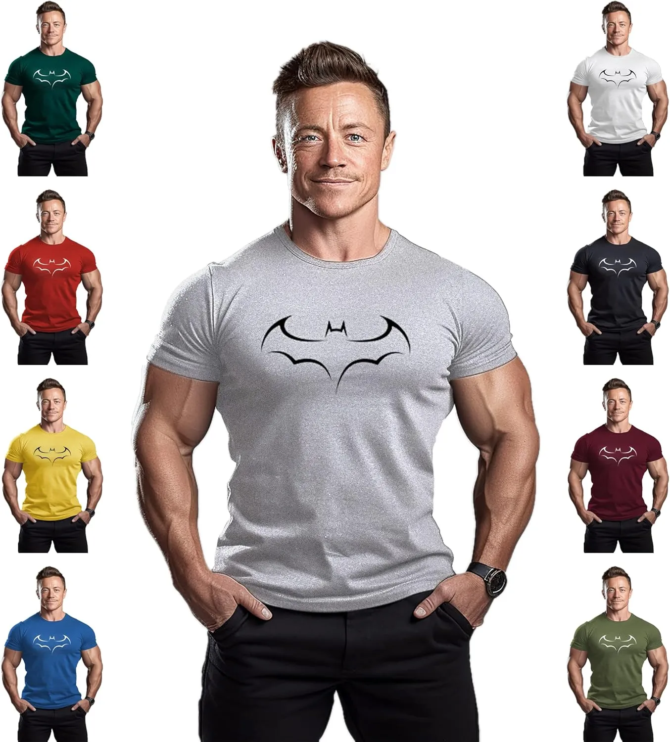ReedCA Bat - Mens Bodybuilding T-Shirt - Gym Training Top Fashion Workout Shirts Hipster Shirt Fitness