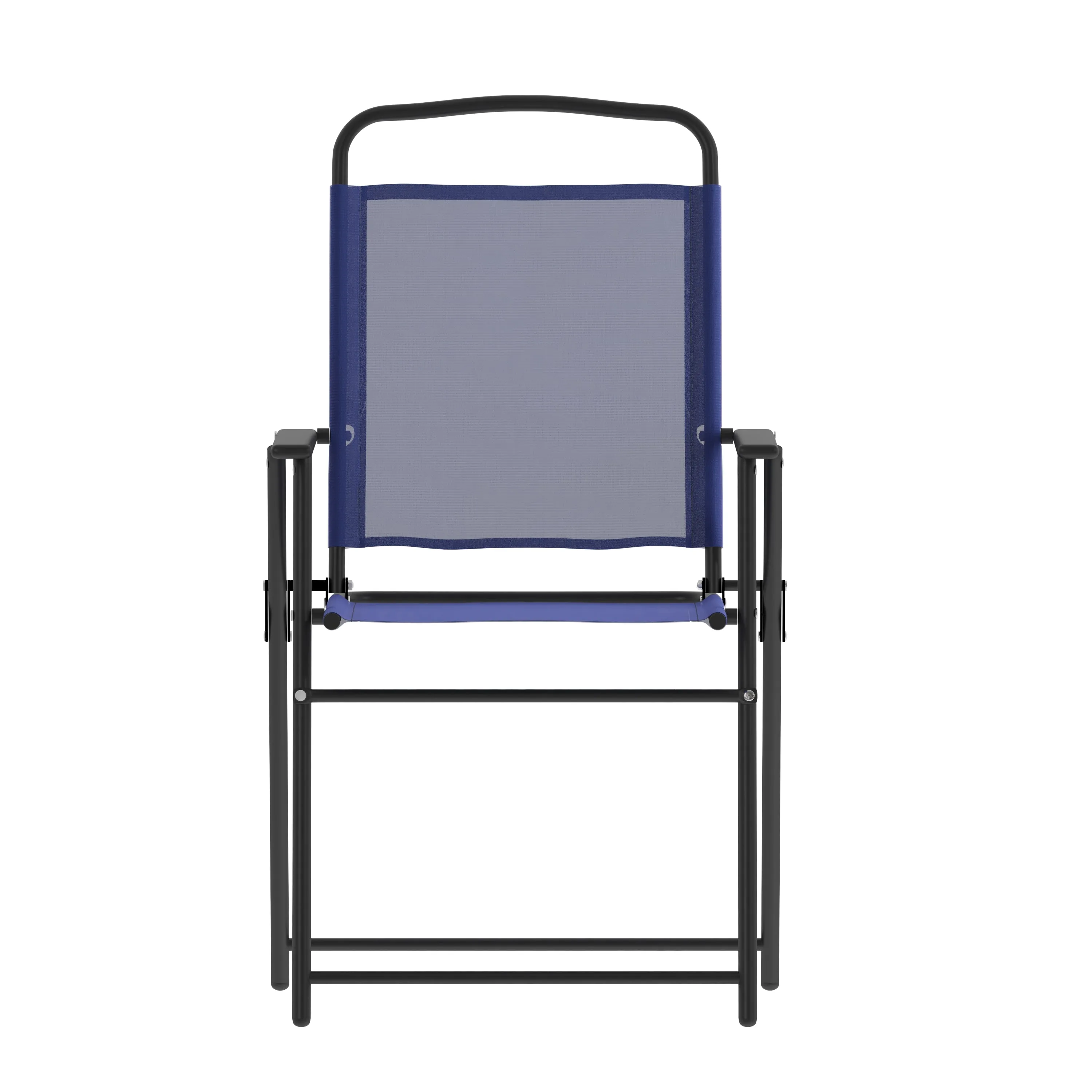 Set of 2 Mystic Folding Patio Sling Chairs, Outdoor Textilene Lawn Chairs with Armrests in Navy