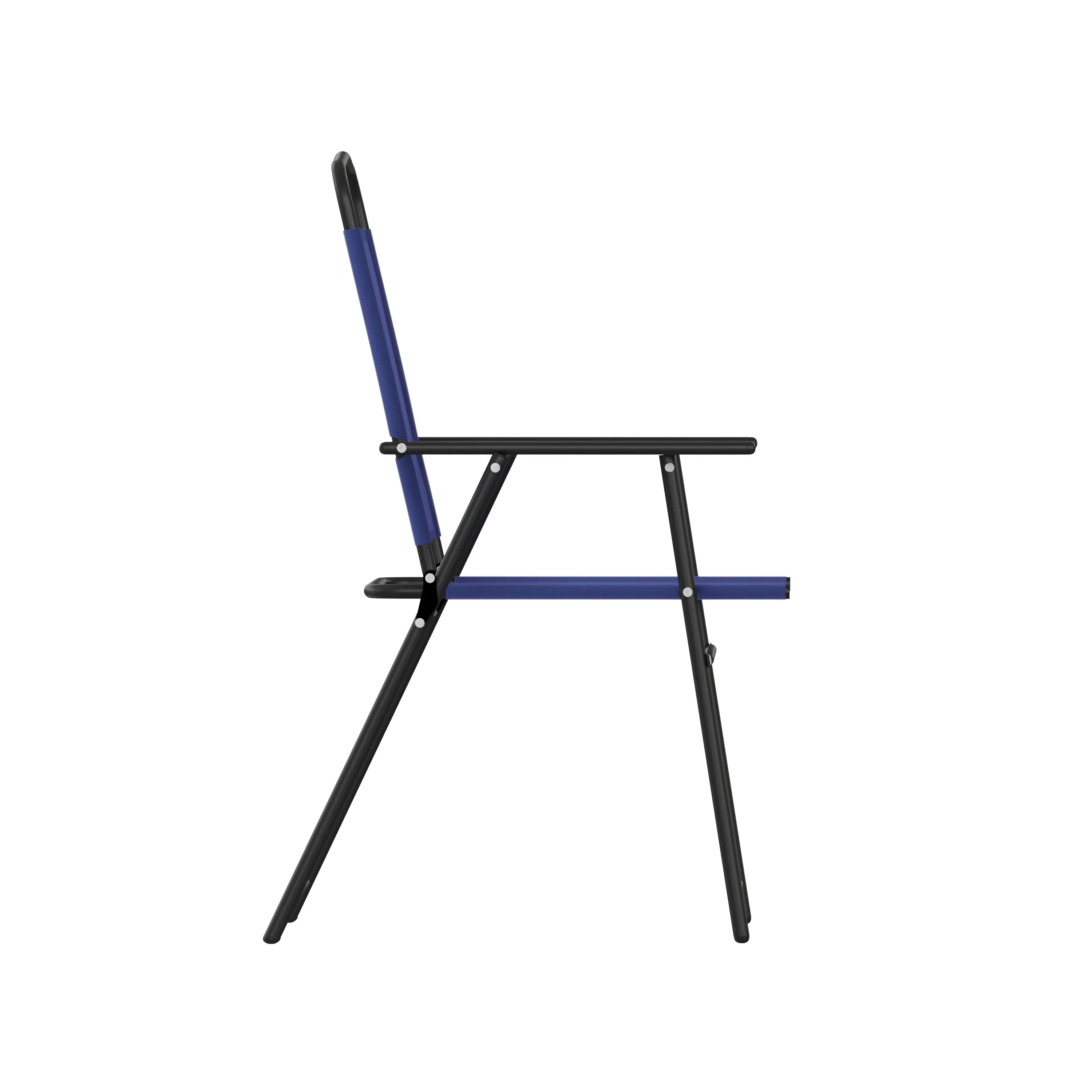 Set of 2 Mystic Folding Patio Sling Chairs, Outdoor Textilene Lawn Chairs with Armrests in Navy