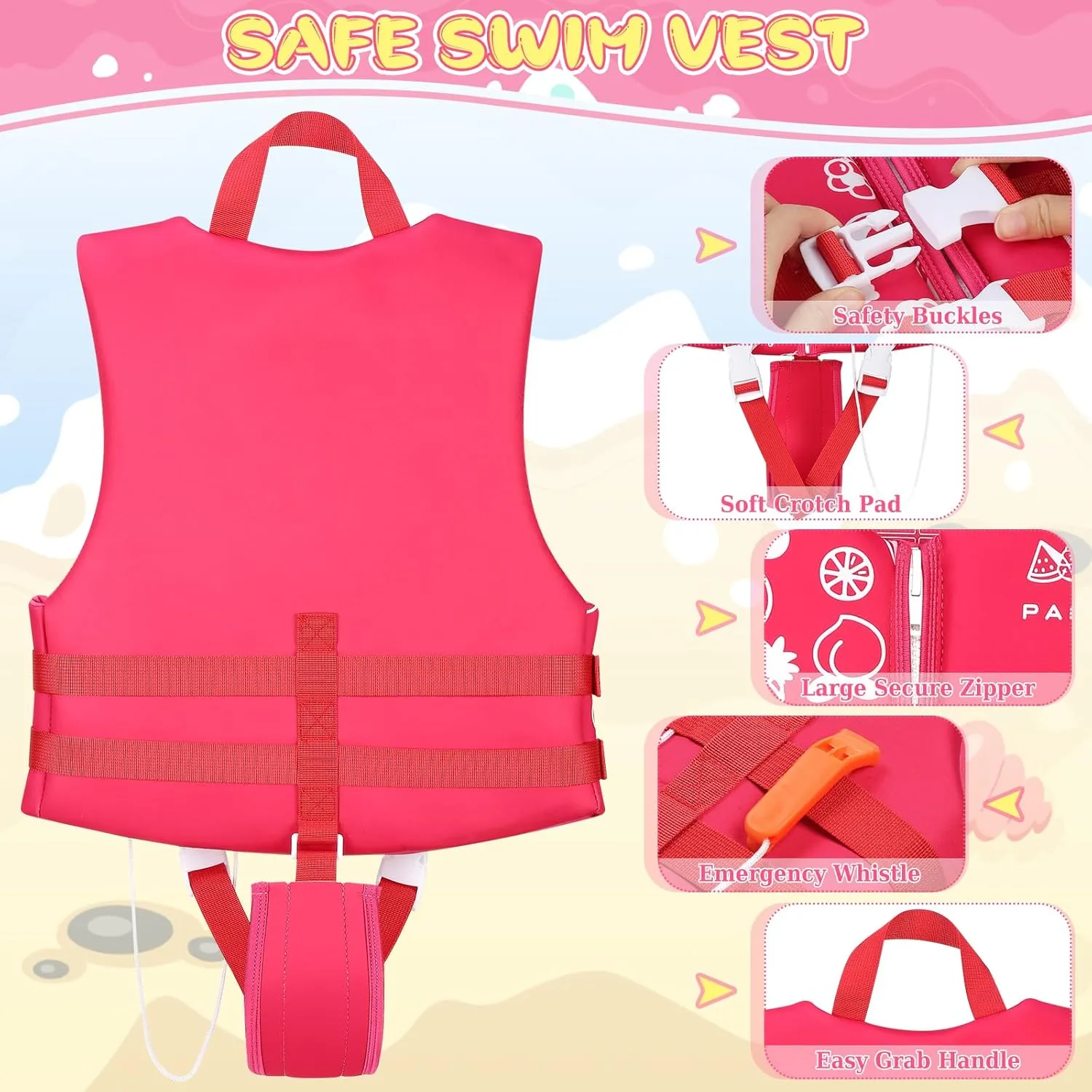 Toddler Swim Vest, Kids Pool Float Jacket Toddler Floaties, Child Swimming Pool Vest for Kids Toddler 18-77lb