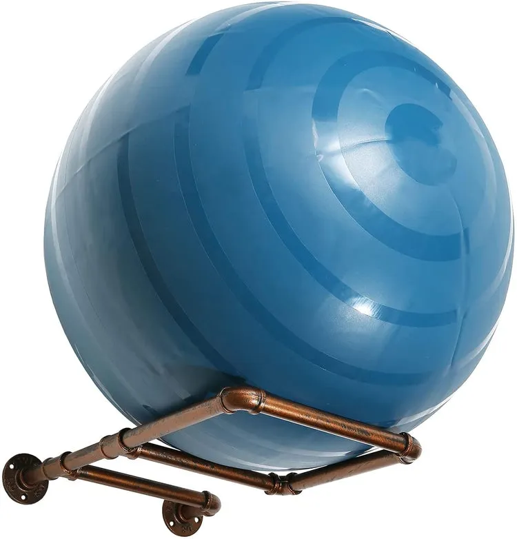 Wall Mounted Industrial Copper Pipe Sports Ball Fitness Storage Display Rack