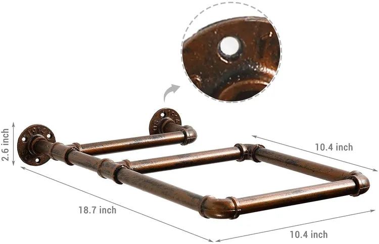 Wall Mounted Industrial Copper Pipe Sports Ball Fitness Storage Display Rack