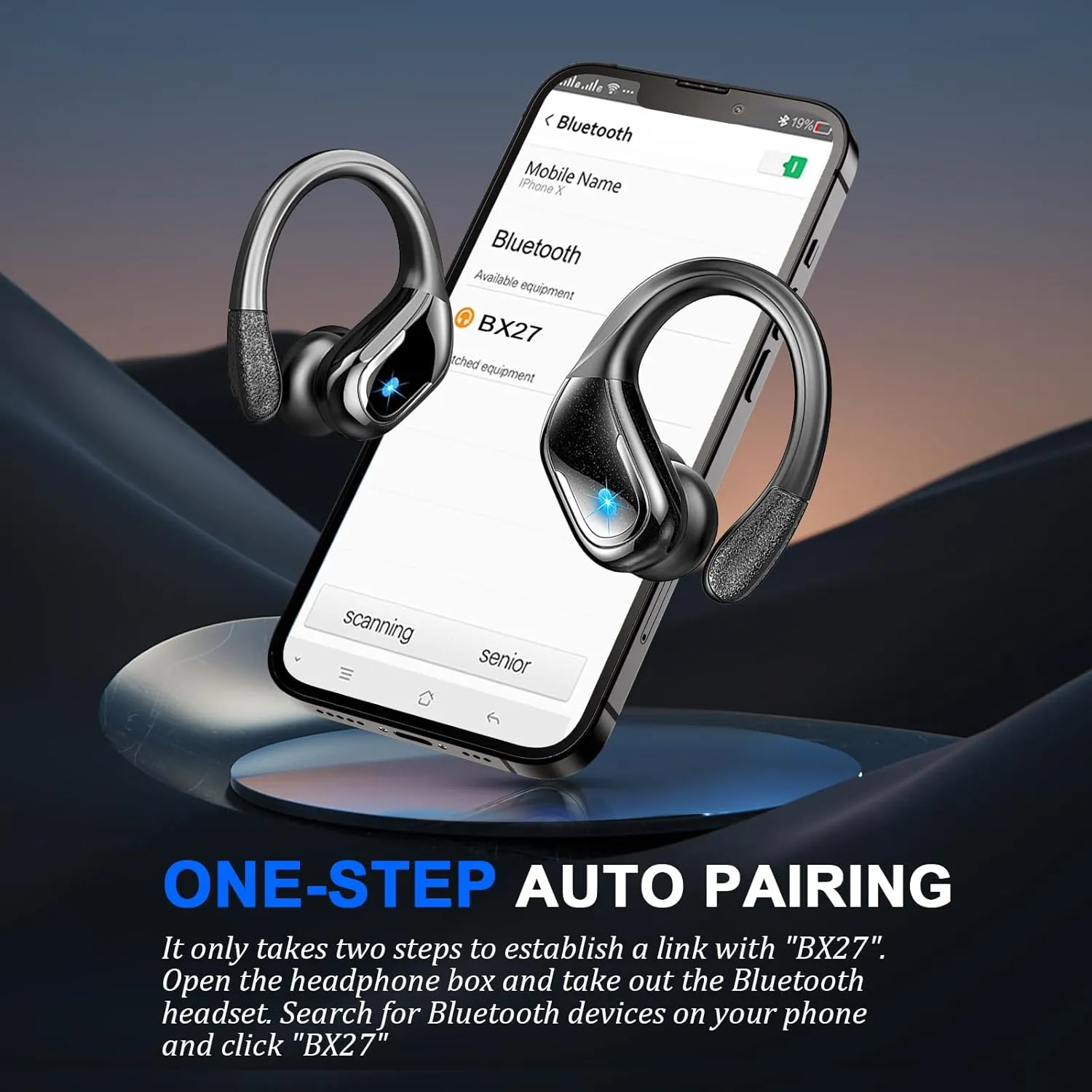 Wireless Earbud, 75Hrs Bluetooth 5.4 Headphones IP7 Waterproof for Sport, Running Wireless Earphones with ENC Noise Cancelling Mics, Deep Bass Over Ear bud with Earhooks for Android, iOS, Workout, Gym