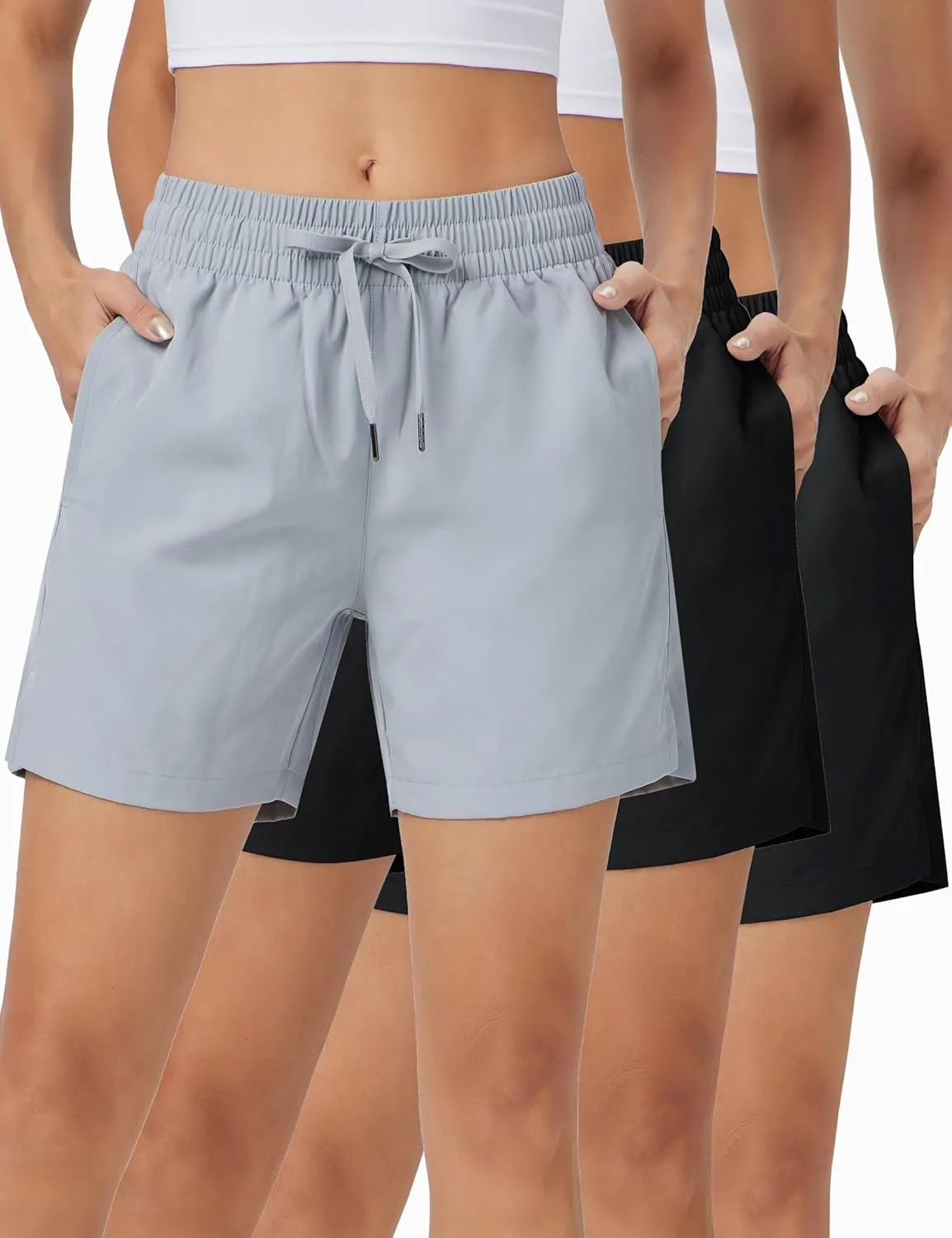 ZUTY 3 Pack 5" Womens Athletic Shorts Basic Running Shorts Lightweight Quick Dry Gym Workout Shorts with Pockets